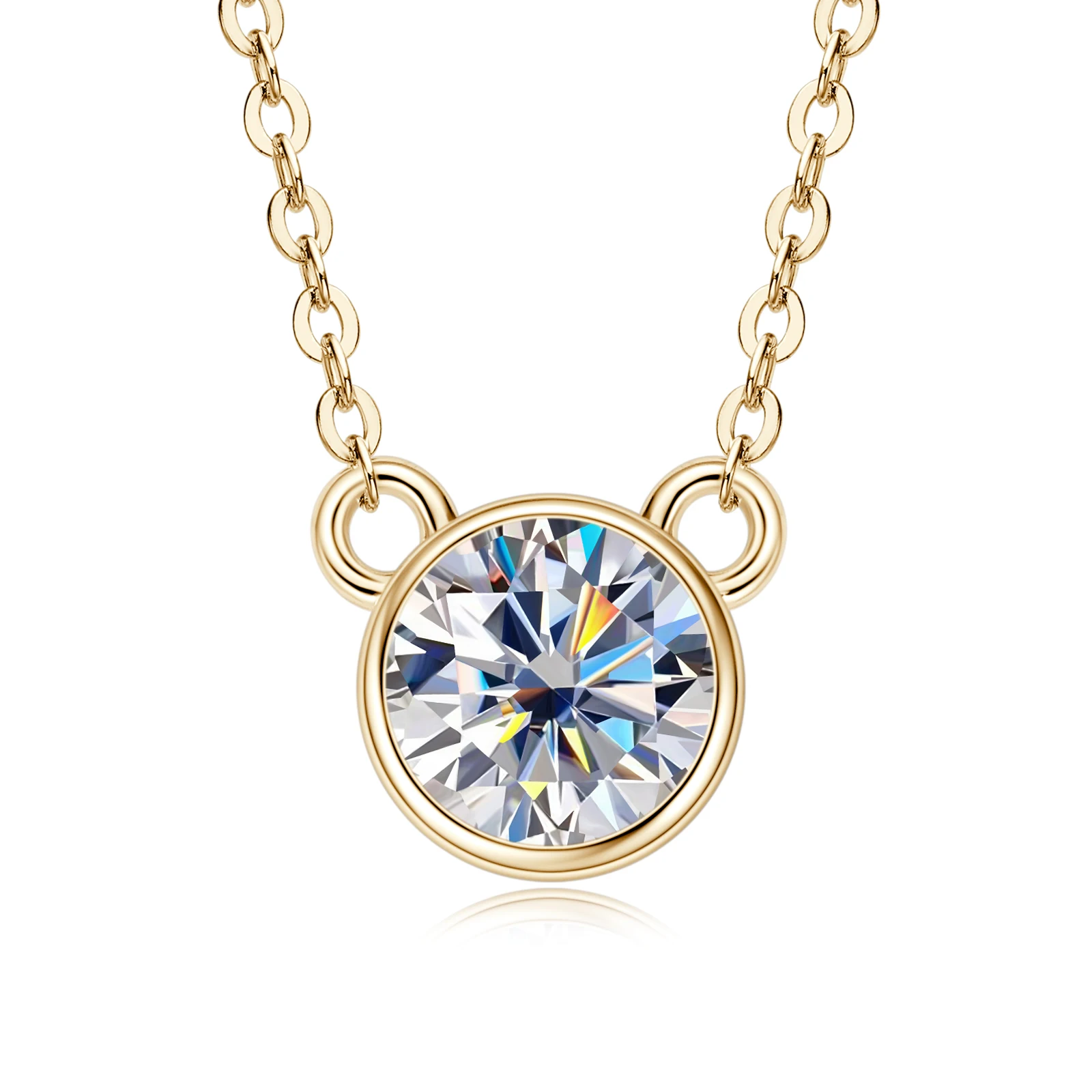 

ACP-075 S925 Посеребренное колье из 18-каратного золота с инкрустацией муассанитом 1,0 карата