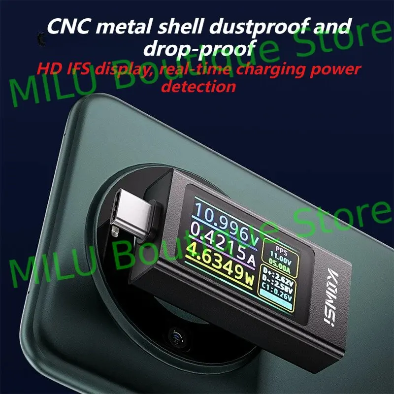 KWS-X1 Power Meter Type-C Tester Multifunction Digital Display DC Voltage Ammeter Power Meter For Electrician Tool