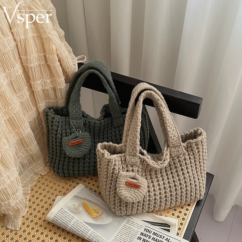 

Vsper Wool Yarn Knitted Mini Handbags For Women Handmade Lightweight Small Top-handle Bags Casual Street Pouch Bag Female 2026