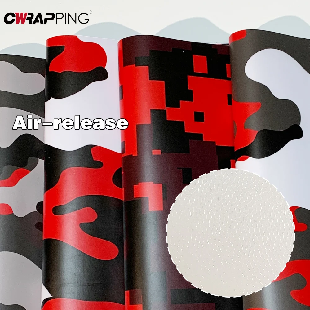 Car Camo Vinyl Film Waterproof Self Adhesive Vinyl Wrap Color Change PVC Camouflage Red Series Sticker Film Motorcycle Stickers