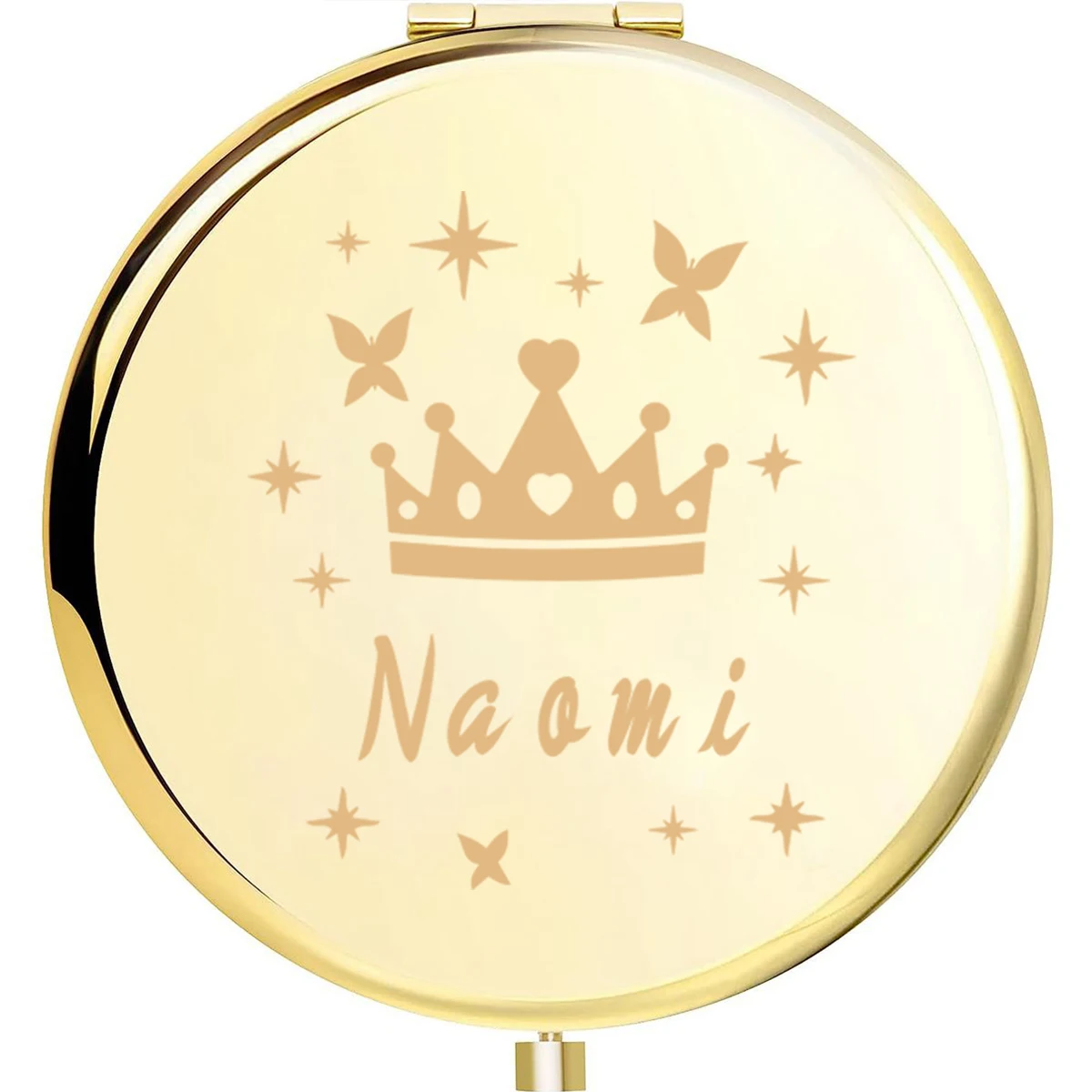 1pc Funny star with crown Custom Name Pocket Mirror Round Circle Mirror Folding Mirror Makeup Mirror Birthday Gift
