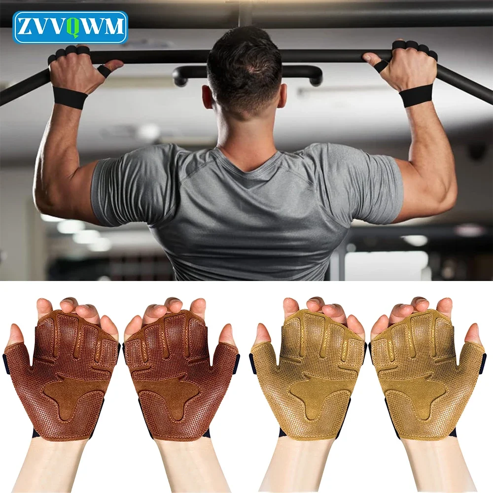 

1Pair Open Gym Gloves Padded Weight Lifting Gloves with Wrist Support for Men & Women Strong-Grip Fingerless Workout Gloves