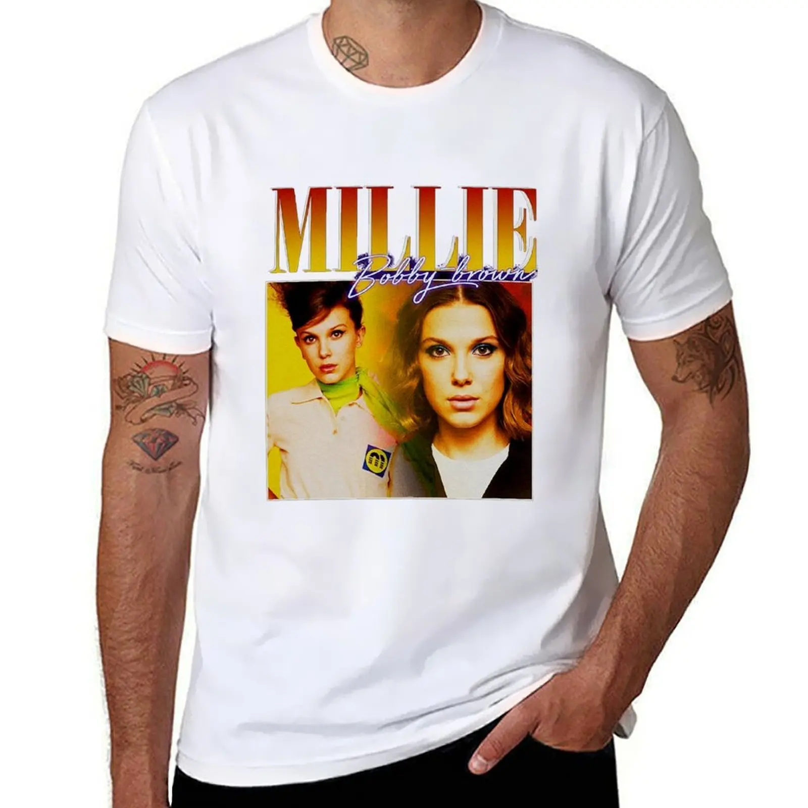 

Millie Bobby-Brown 90s Vintage Black T-Shirt T-Shirt man t shirt luxury man t shirts for men T-Shirt