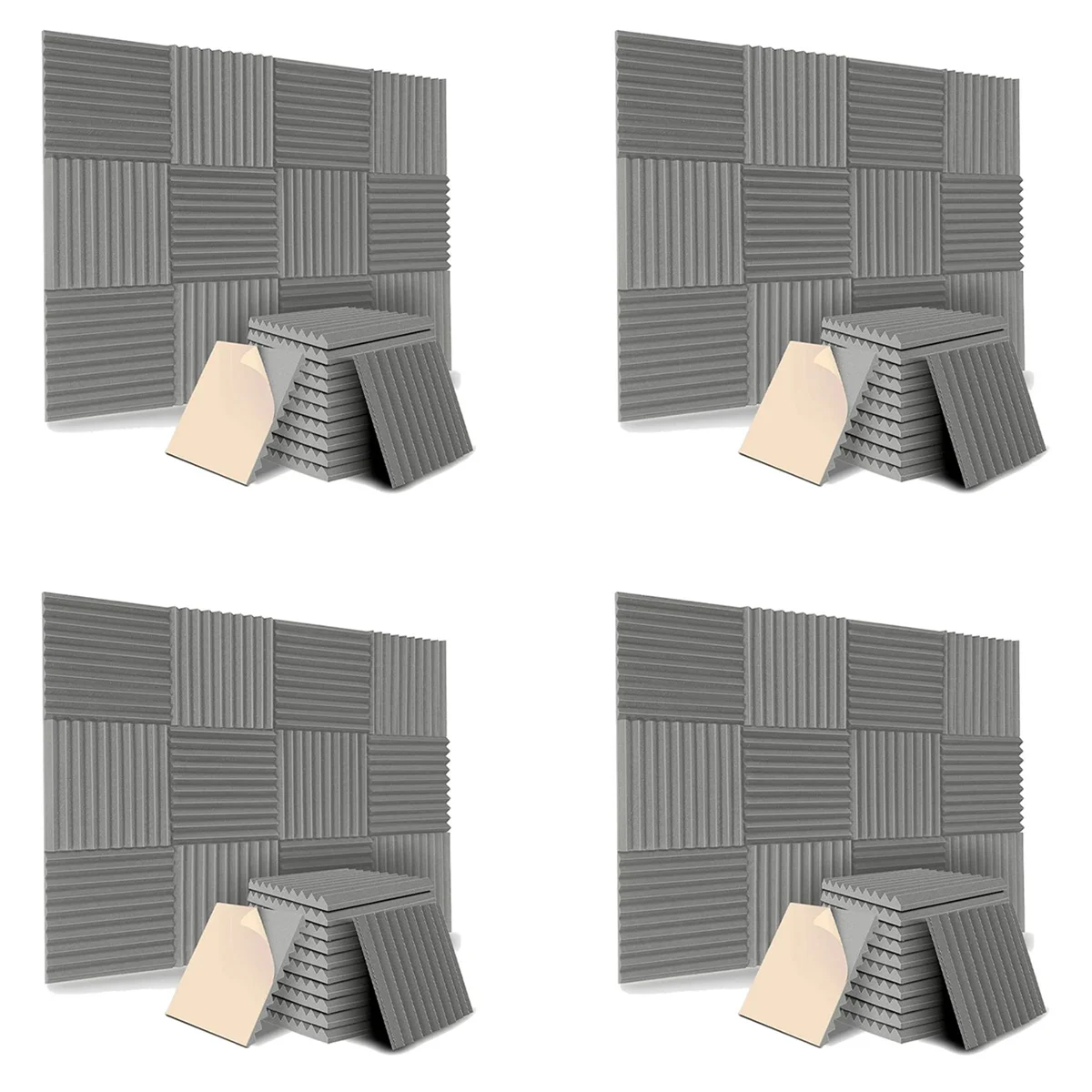 48 Pack Self-Adhesive Acoustic Panels, Sound Proof Foam Panels, High Density Soundproofing Wall Panels for Home (Grey)