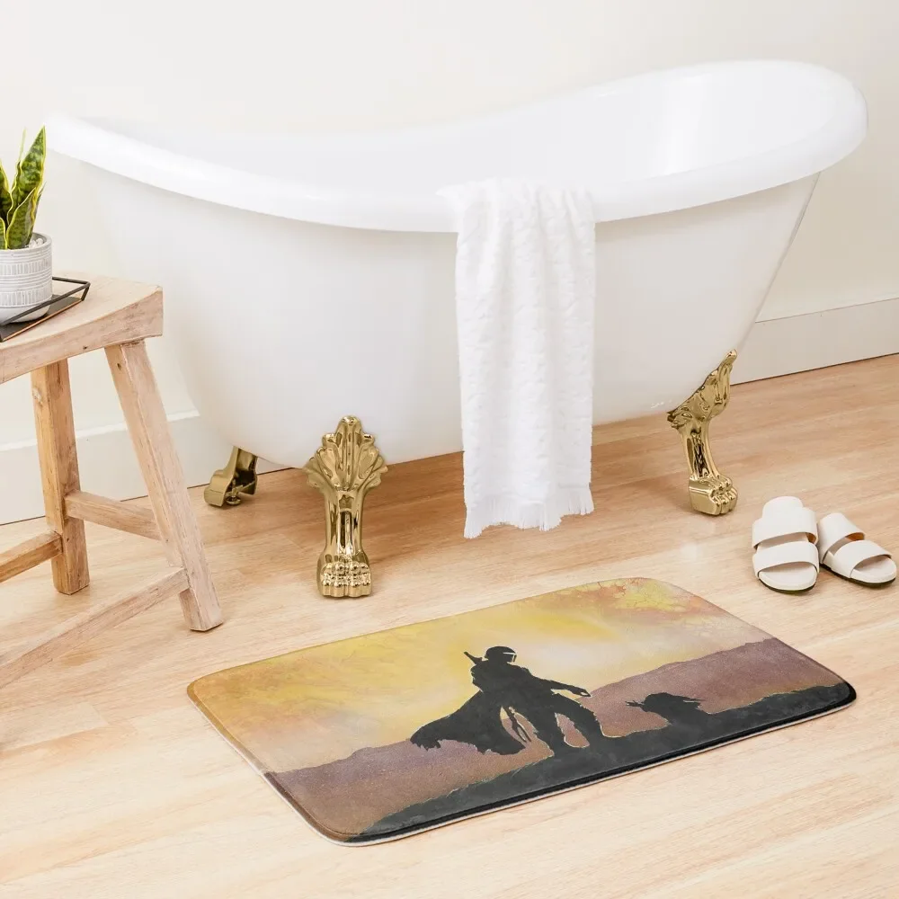 

mando hunter and child canvas Bath Mat Kitchens DoorFor Entrance Door Anti-Slip Bathtub Mat