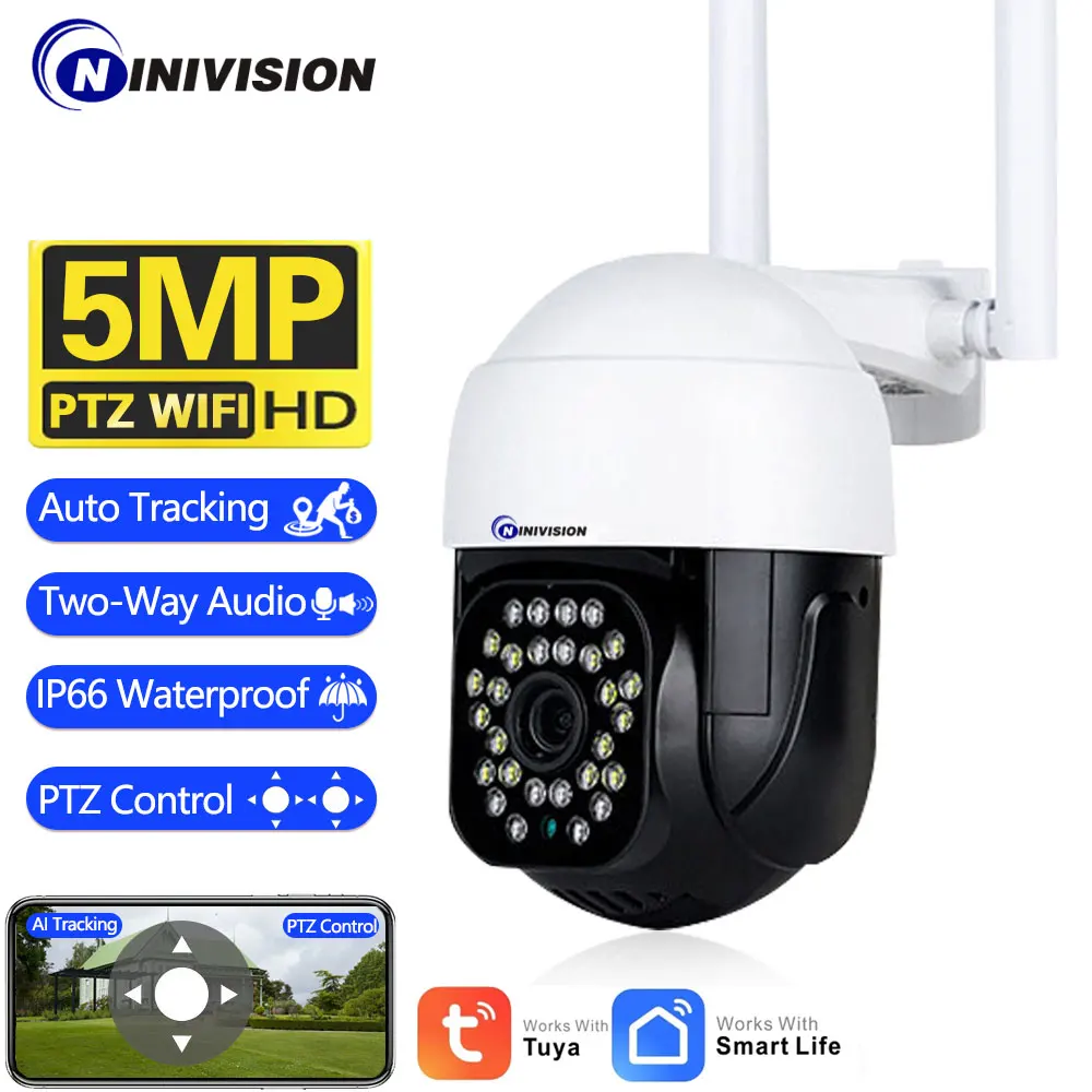 

5MP Tuya APP Full Color Motion Detection WIFI PTZ IP Dome Camera Auto Humanoid Tracking Home Security CCTV Intercom Baby Monitor