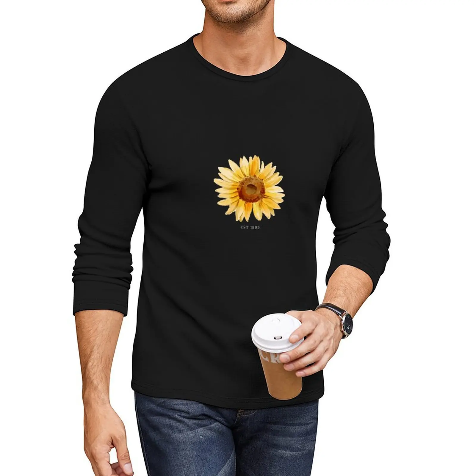 

Aesthetic Sunflower Long T-Shirt plain t-shirt graphics t shirt sweat shirts, men