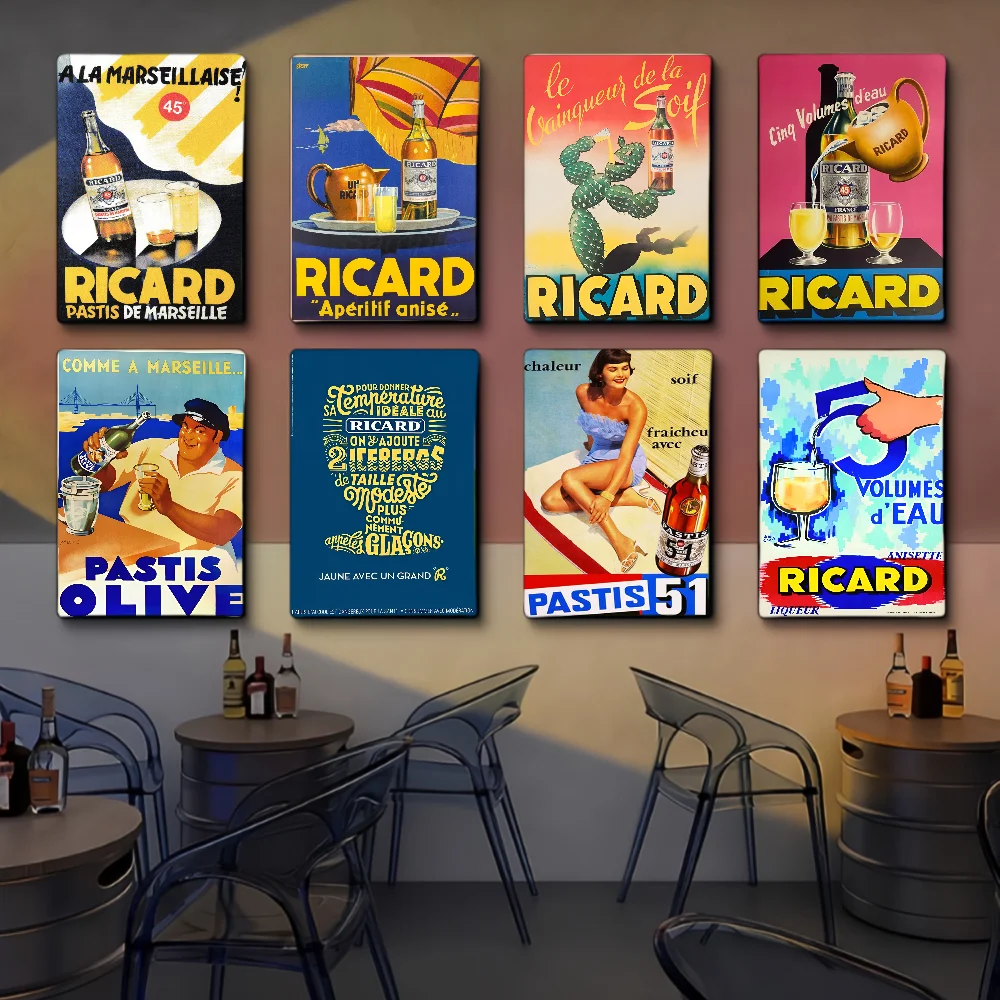 R-Ricard Beer Vintage Posters Sticky Retro Kraft Paper Sticker DIY Room Bar Cafe Kawaii Room Decor