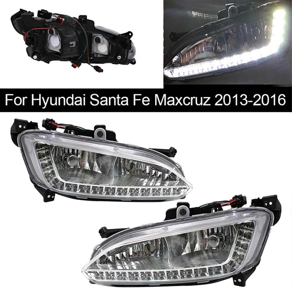 

LED DRL Headlight For Hyundai Santa Fe IX45 2013 2014 2015 Fog Lights Driving Lamp Fog Light Daytime Running Light LED Foglights