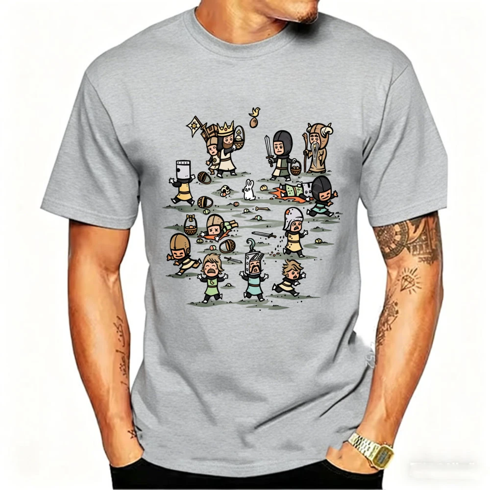 Monty Python Rabbit Easter T-Shirt Cartoon Knights & Easter Eggs Graphic Tee Funny British Comedy Top for Monty Python Fans view 6