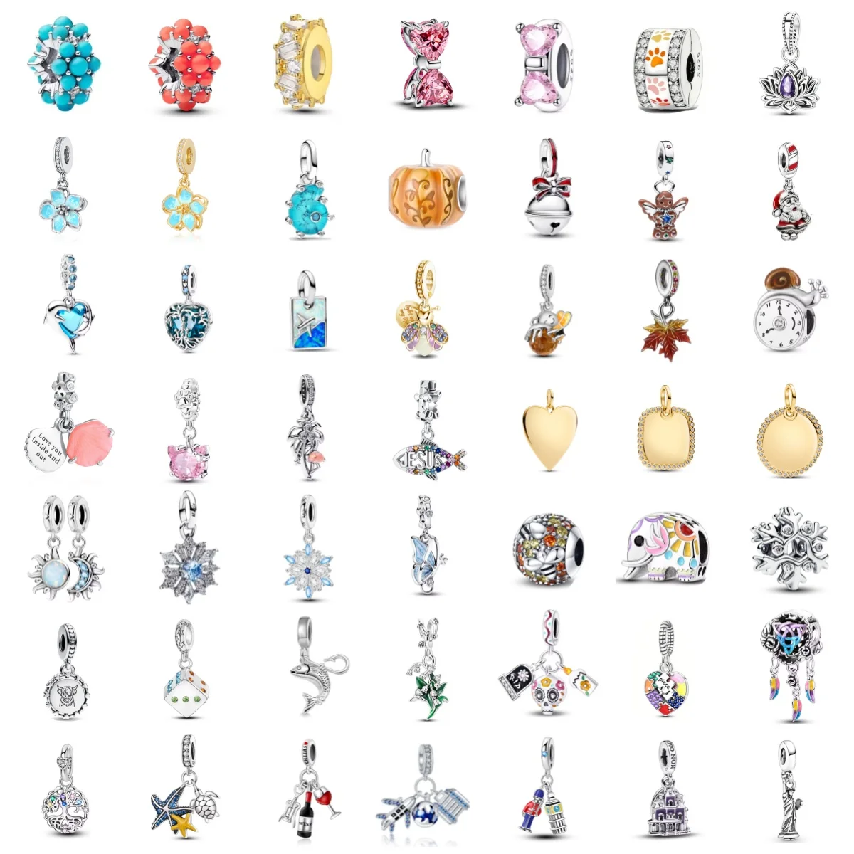 

New S925 Silver Exquisite Cherry Blossom Shell Whale Coconut Tree Pendant,Fit Bracelet Necklace DIY Women's Jewelry Accessories