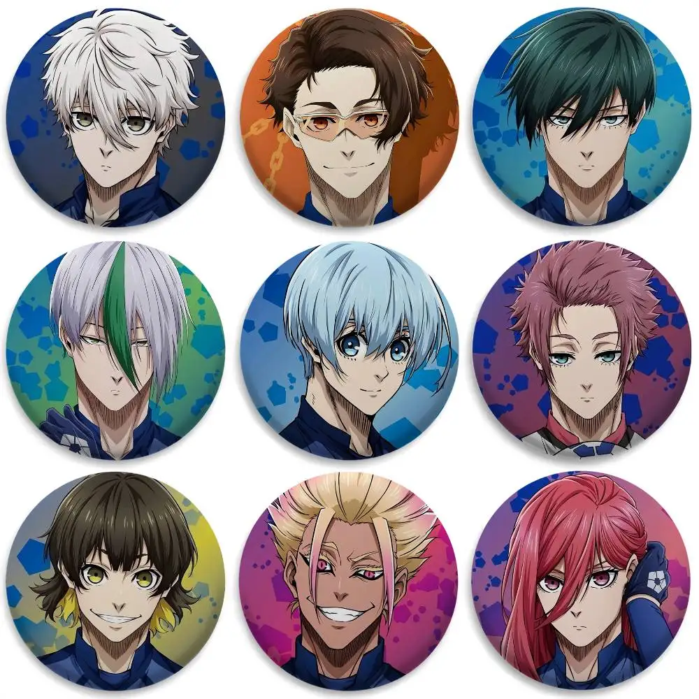

B-Blue LockS Anime Role Badges Round Exquisite Badge Brooches Creative Pins For Clothes Hat Backpack Gift Accessories