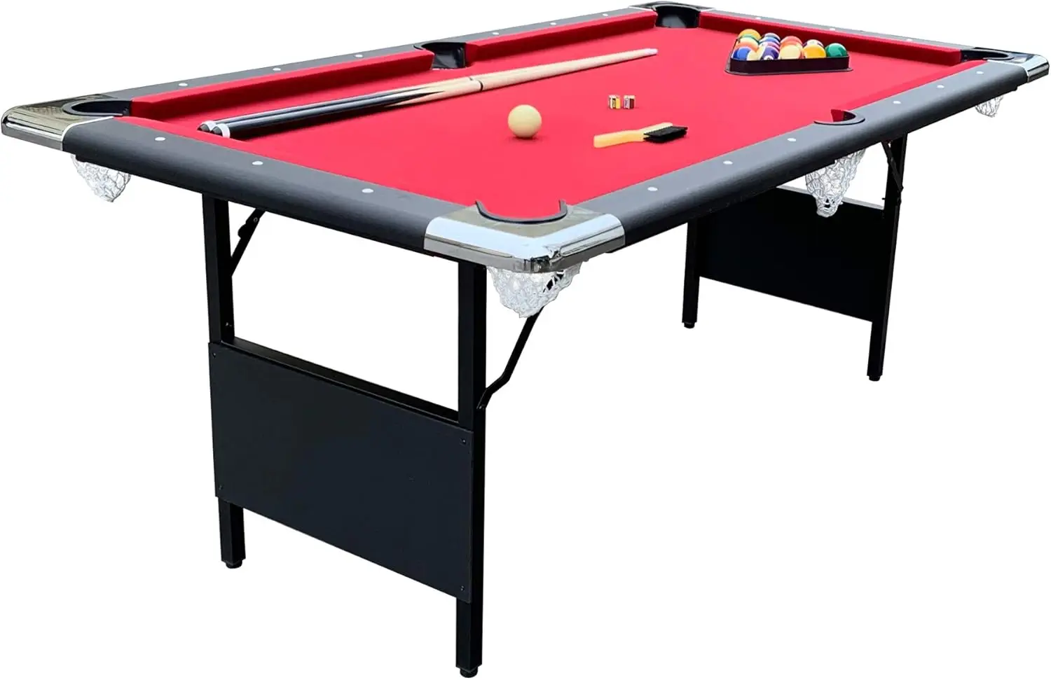 

Fairmont Portable 6-Ft Pool Table for Families with Easy Folding for Storage, Includes Balls, Cues, Chalk