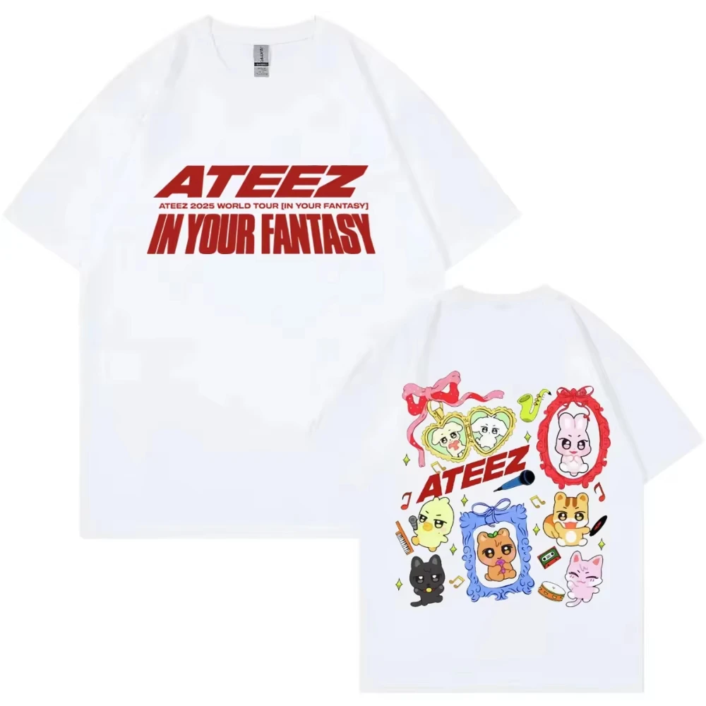 ATEEZ World Tour 2026 in Your Fantasy Merch T-shirts Men Women's Harajuku Cartoon T Shirts Fans Hip Hop Short Sleeve T-shirts
