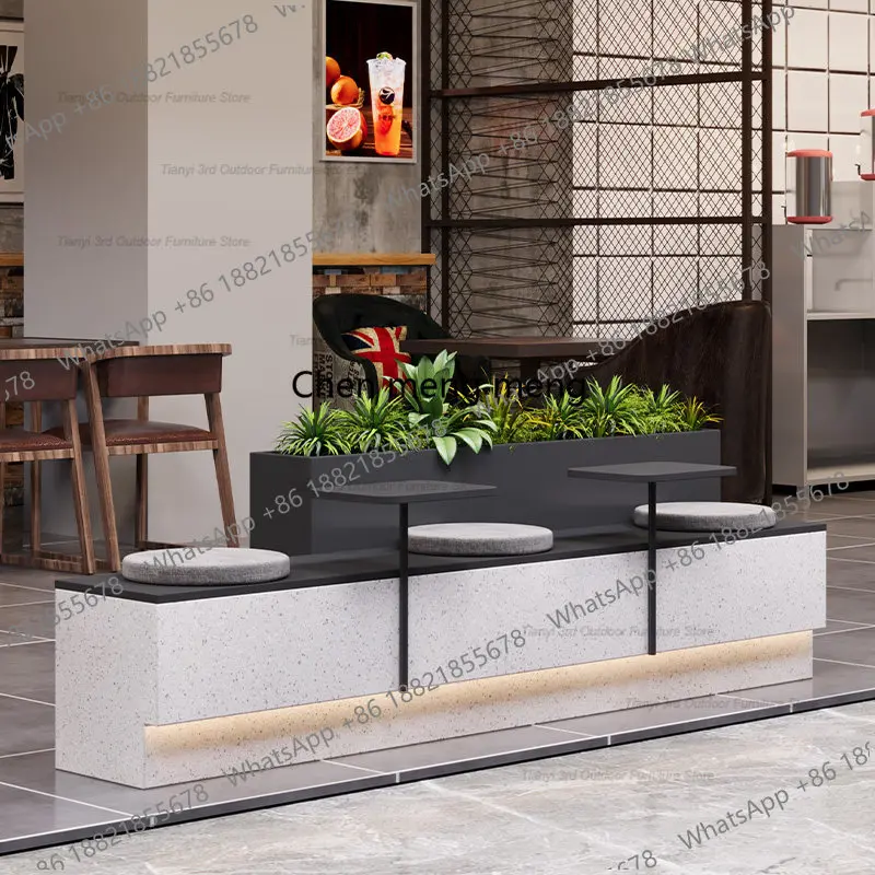 Italian Minimalist Garden Chair Modern Restaurant Milk Tea Shop Flower Bed Seat Flower Trough Stool Outdoor Furniture