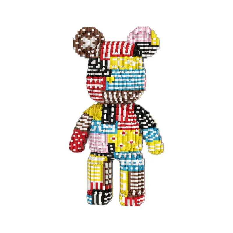 43Cm Micro Particles Building Block Bear Assembled Educational Toys Brain Birthday Gift Drawer Storage Living Room Ornament