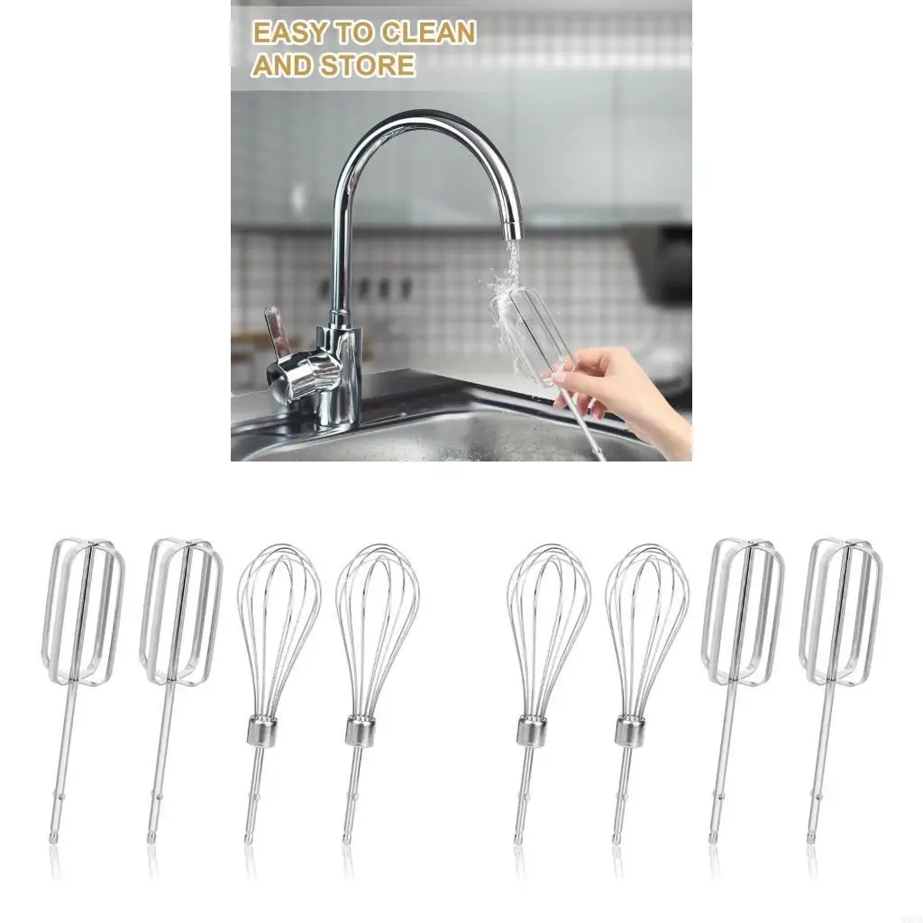 M6CB 4 Count Stainless Steel Kitchen Whisk Attachments Beaters Cream Whipping Tool for Hand Mixer Perfect for Baking Tasks