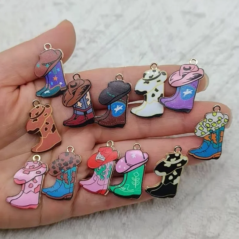 10pcs alloy printed boot cap keychain, suitable for bag and phone hanging accessories, the best choice for gifts
