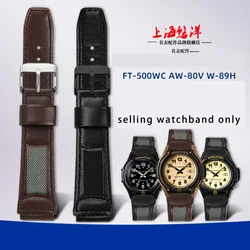 Cowhide Wristband forCASIO Casio Forester FT-500W AW-80V W-89H Retro Waterproof Watch Strap  Butterfly Buckle 19mm watchband