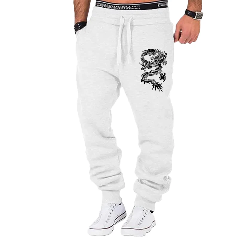 New Fashion dragon print Joggers Men Body Building Gyms Pants Outdoor Casual Sweatpants Sports Fitness Trousers