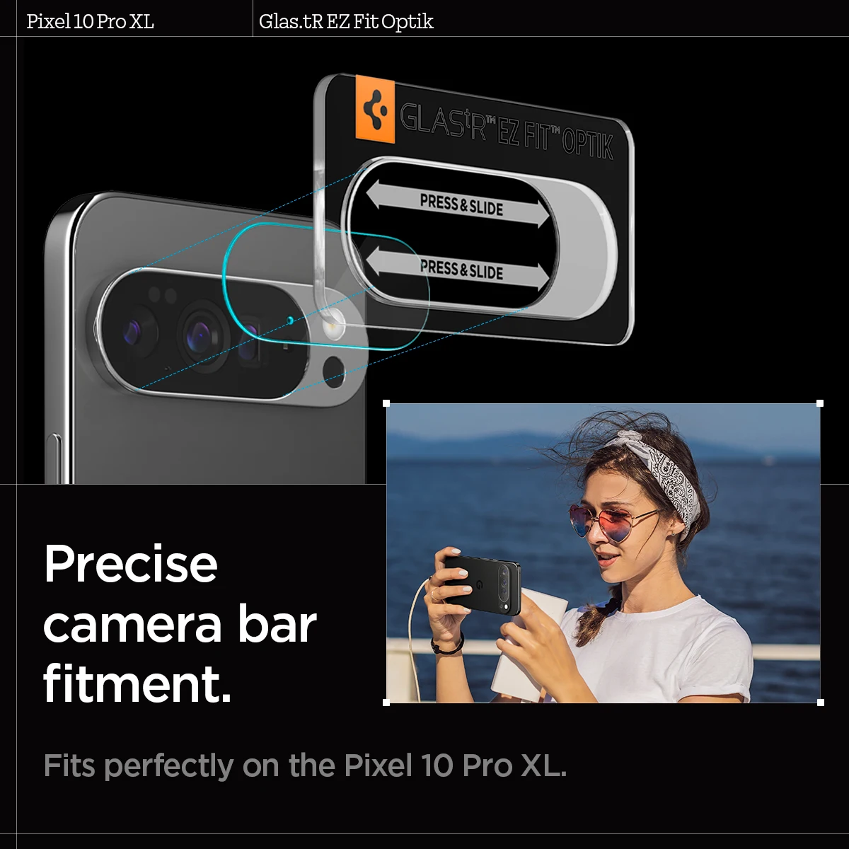 Spigen GLAS.tR EZ Fit Optik Pro Ochraniacz Obiektywu do Google Pixel 10 Pro XL / 10 Pro / 10 (2025) — zdjęcie produktu 4