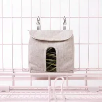 Feeding Bag Hanging Pouch Feeder Hay Bag Holder with Hooks Feeding Dispenser Container for Rabbit Guinea Pig Small Animals Pet