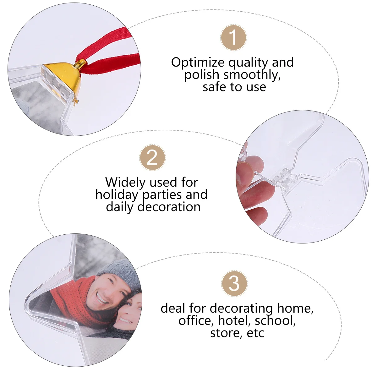 

6Pcs Christmas Photo Pendant Star Shape DIY Replaceable Cards Xmas Tree Hanging Decoration Picture Keepsake Ornament