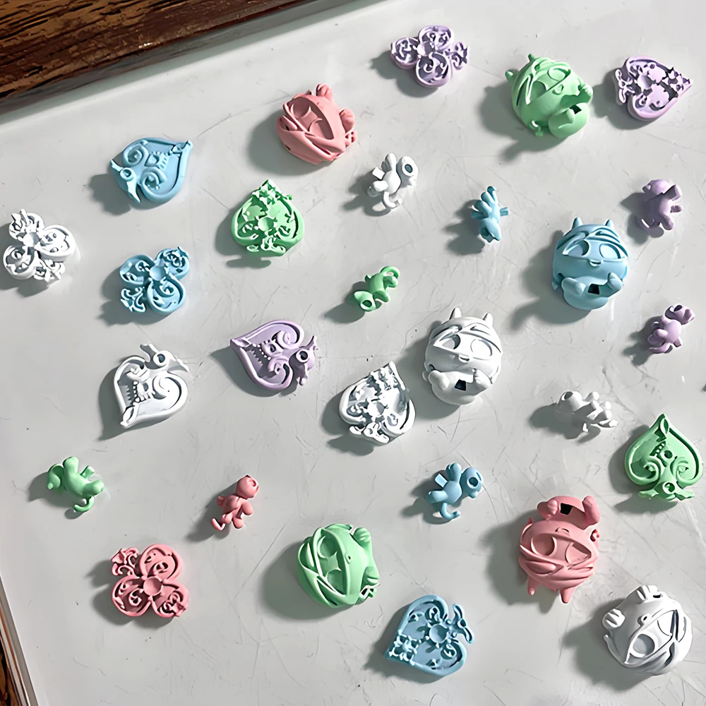 10PCS Spray Painted Metal3D Nail Art Charms Poker Club Spade Symbol Kawaii Cartoon Design Accessories Nails Decoration Supplies