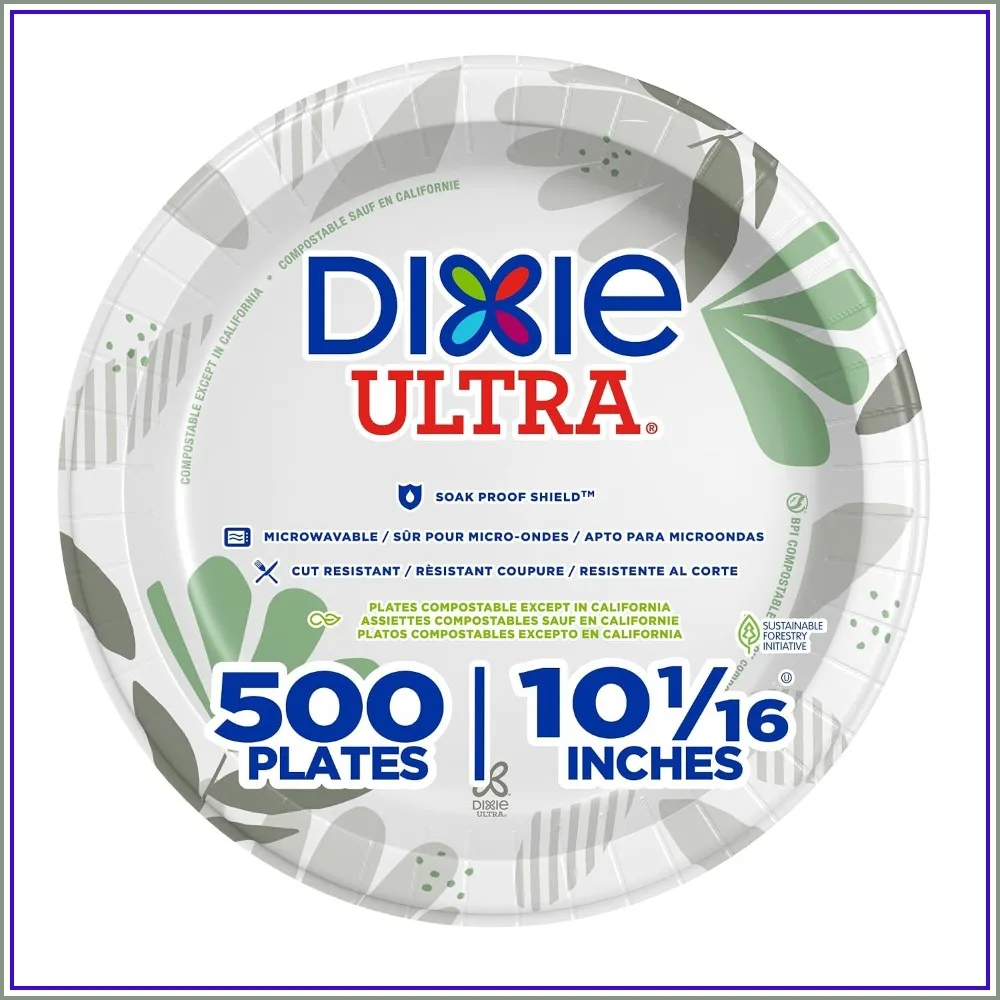 10 Inch Heavy-Weight Paper Plates Botanical Design 500 Count 4 Packs Disposable