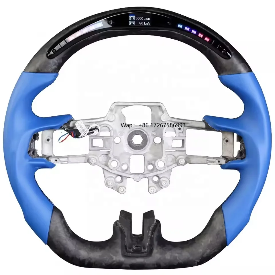 

Auto Parts Performance LED Car Steering Wheel Real Forged Carbon Fiber with Leather Custom Fit for Mustang GT ECOBOOST
