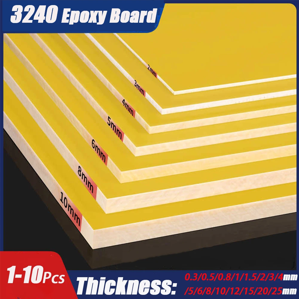 1-10Pcs Yellow 3240 Epoxy Plate Insulation Fiberglass Board High Temperature Resistant 0.3-10mm Thickness Protection Sheet DIY