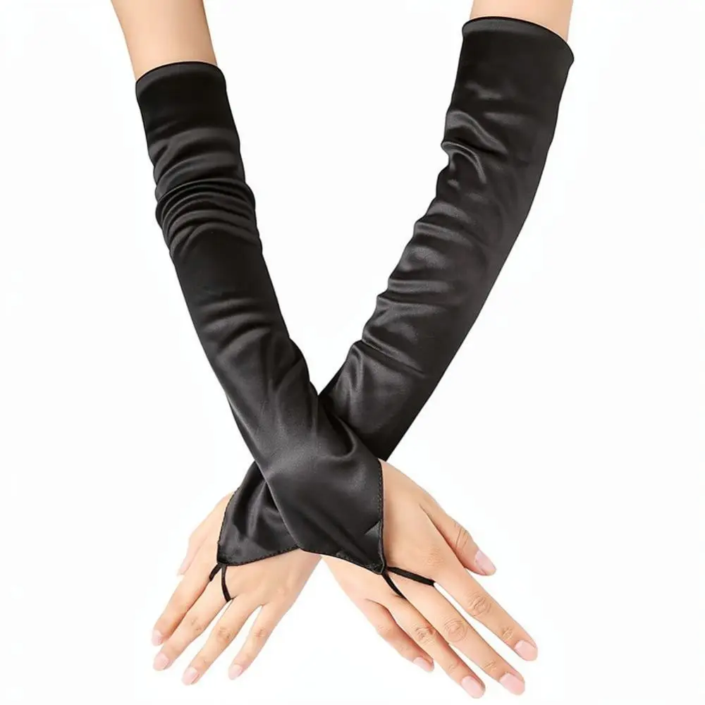 Retro Satin Fingerless Gloves For Xuer Bridal Wedding Accessory Elegant Evening Party Formal Performance Hand Wear Mittens