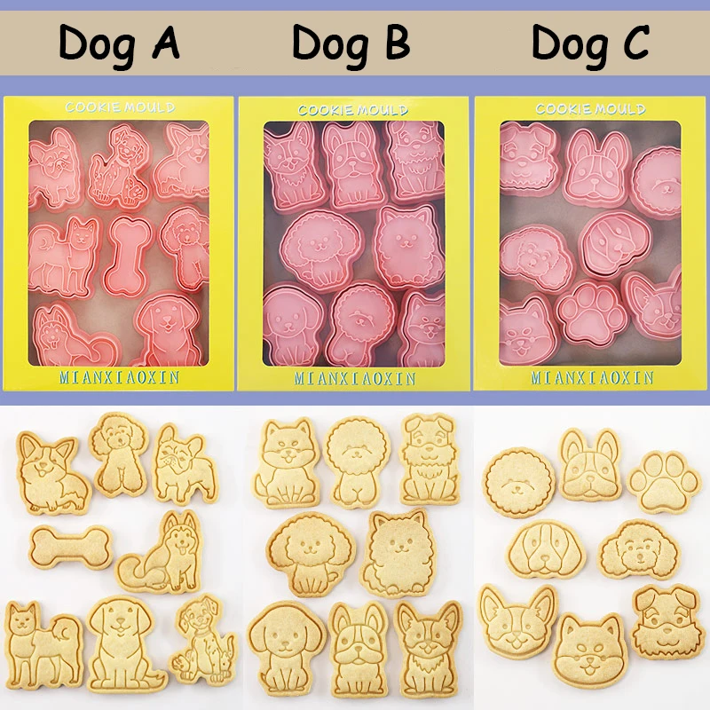 8 Stück Tier-Ausstechformen, Hunde-Prägeschneider zum Backen, DIY-Backwerkzeuge (8-Hunde)