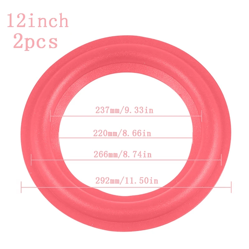2 Pieces 4/5/6.5/8/10/12 inch Red Speaker Foam Surround Subwoofer Woofer Speaker Repair DIY Part Sponge Ring Side