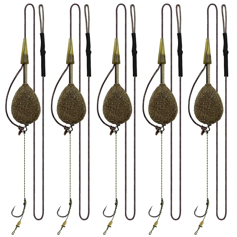 YOTO Vorgefertigtes Karpfenangel-Set mit Abnehmbarem Bleigewicht, Karpfenhaken mit Ködertasche, Geflochtene Schnur, Karpfenangel-Rigs für Süßwasser