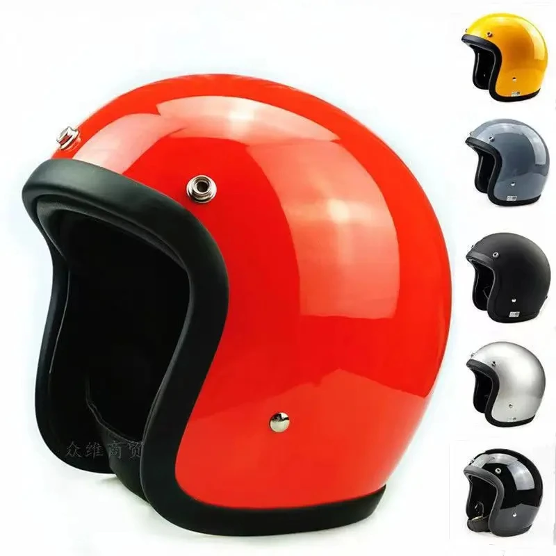 

Vintage FiberGlass Motorcycle Helmet Open Face ECE DOT Certification Retro Scooter Riding 3/4 Casco Moto Capacete