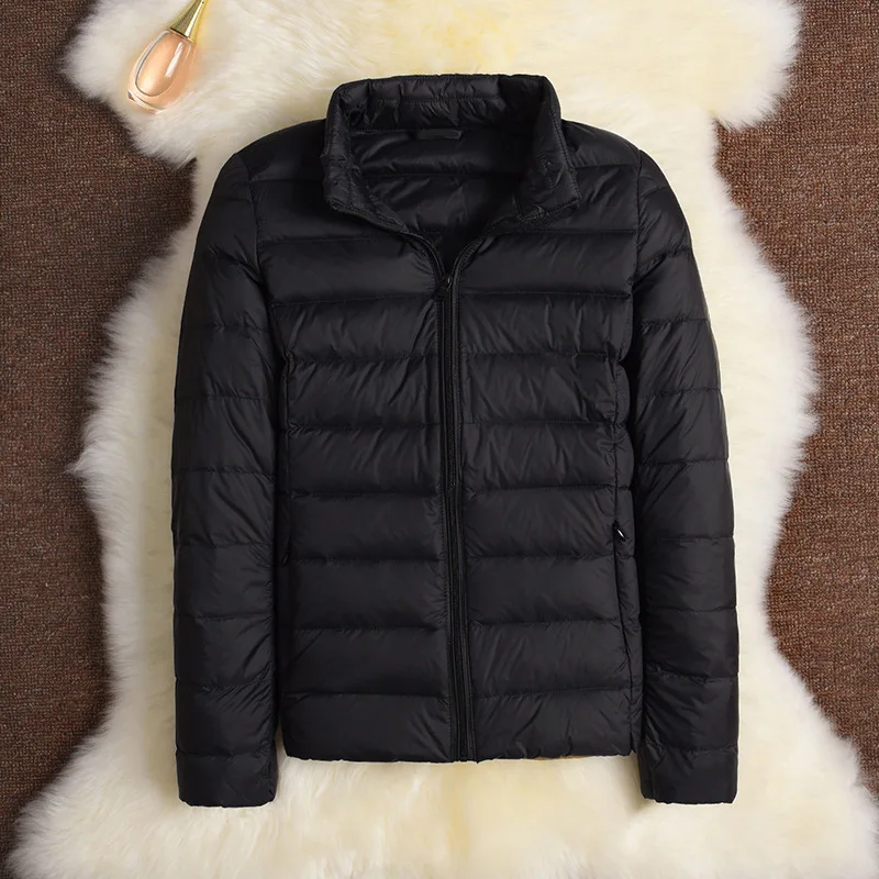 Vestes matelassées à col montant pour femmes, coupe couvertes coréenne, qualité supérieure, blanc, duvet de canard, chaud, léger, femme, 11
