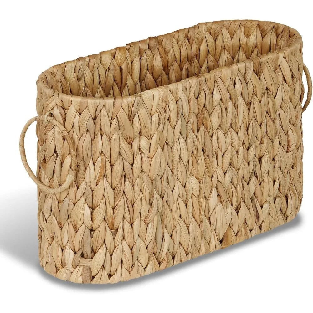 

Efluky Toilet Paper Storage Basket: Water Hyacinth Slim Design, Holds 9 Mega Rolls, Home Bathroom Decor Organizer