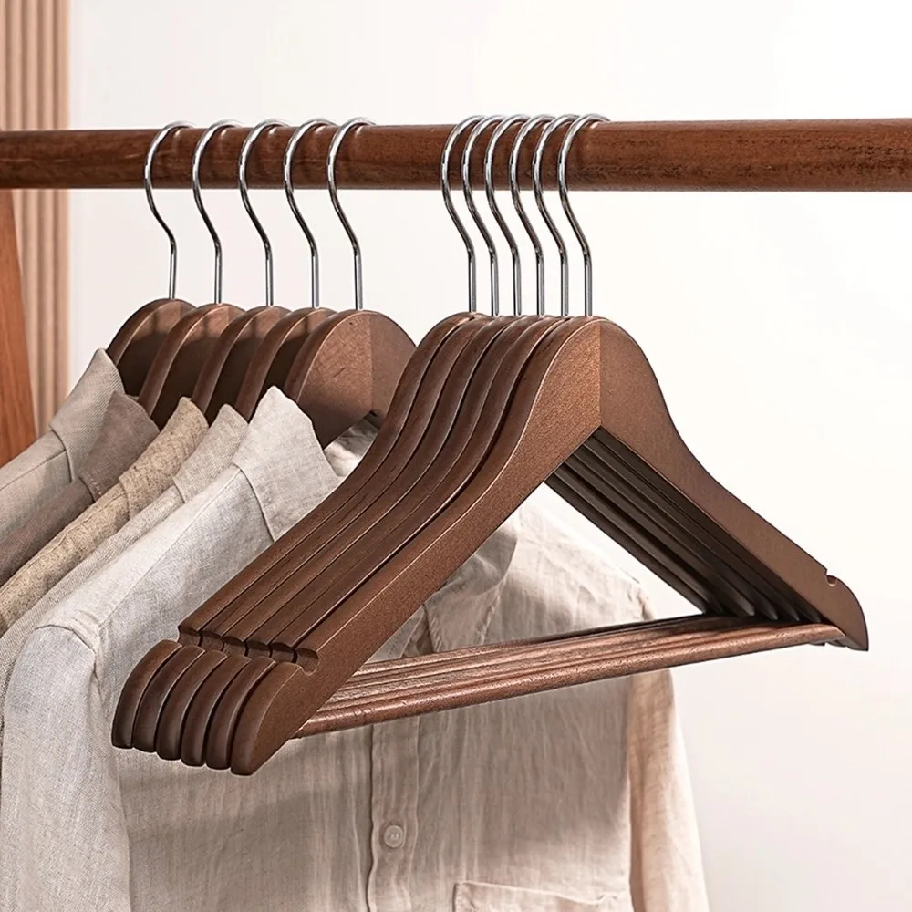 New Durable Wood Hangers Swivel Hook Notches Design Wooden Clothes Hangers Hanging Smooth Non-Slip Coat Hangers For Shirts