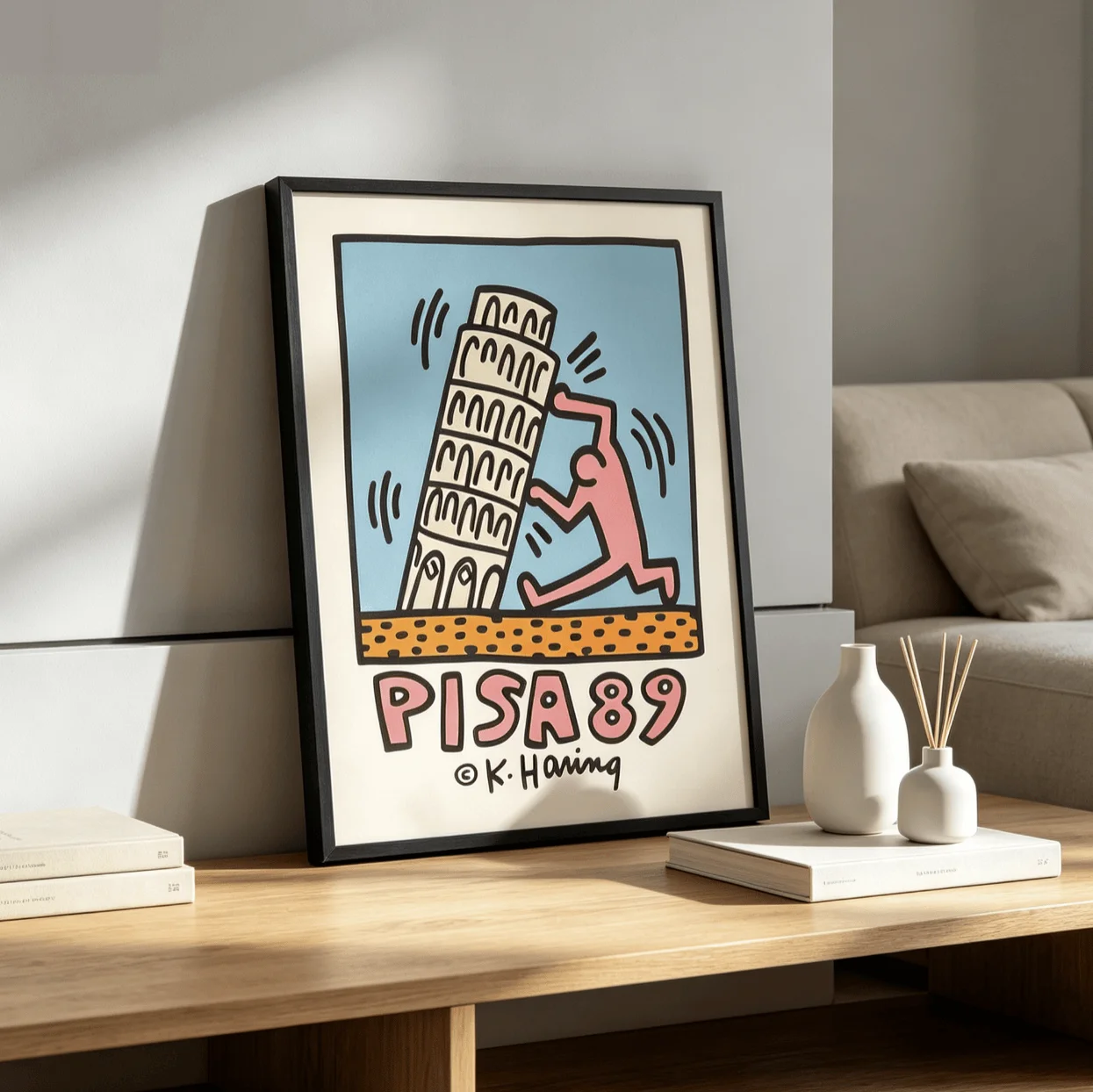 Keith Haring Pisa Tower Wall Art Canvas Prints, Pop Art Figure Posters, Minimalist Decor for Living Room Bedroom Office Decor - view 6