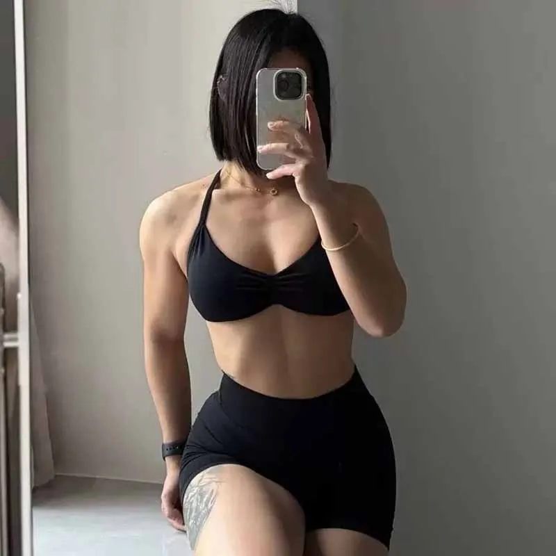 2 قطعة مجموعة الصالة الرياضية تانك اليوغا الخصر Scrunch سلس السراويل الصالة الرياضية البدلة اللياقة البدنية الملابس أكتيفيوير تجريب