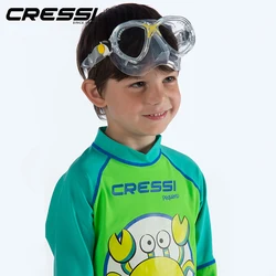 Cressi MAREA JR Kids Snorkeling Diving Mask Boys Girls Tempered Glass Lens 2 Window Goggles for Children