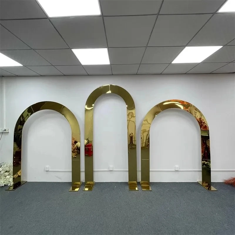 

New Gilded Arch Background Frame Wedding Iron Art Props Outdoor Wedding Decoration Stainless Steel Frame Screen Sign