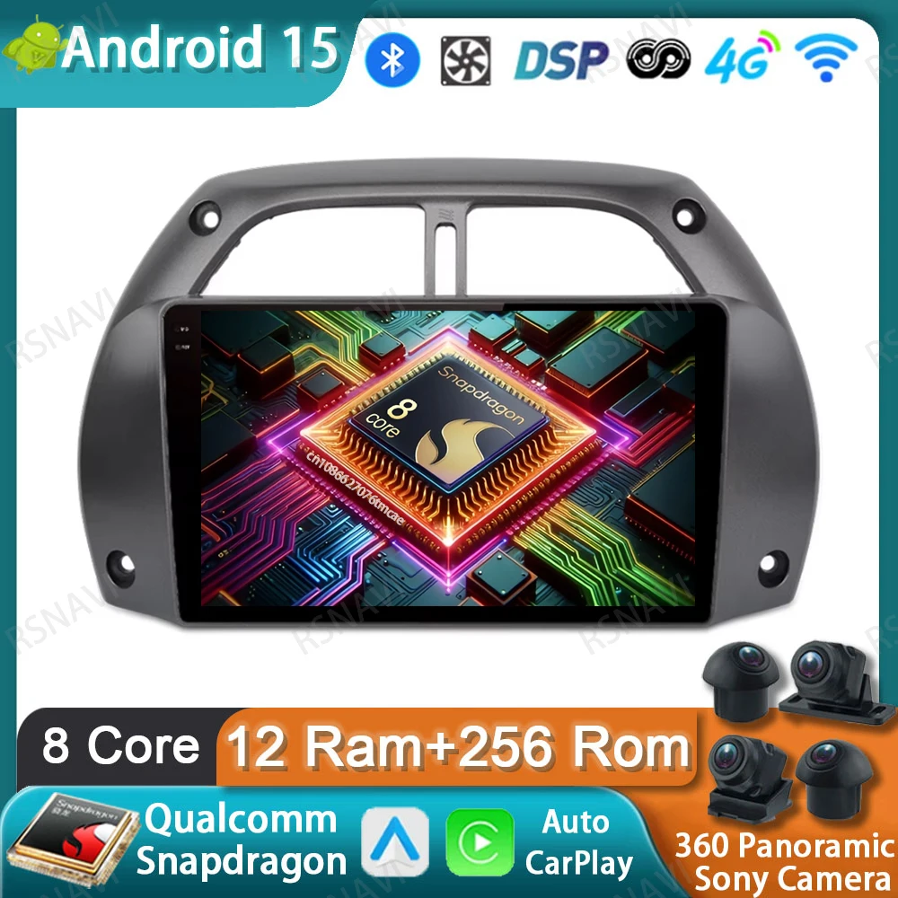 

Android 15 Car Radio for Toyota RAV4 Rav 4 2001 2002 2003 2004 2005 2006 5G WIFI Viedo Player QLED Autoradio DVD Navigation GPS