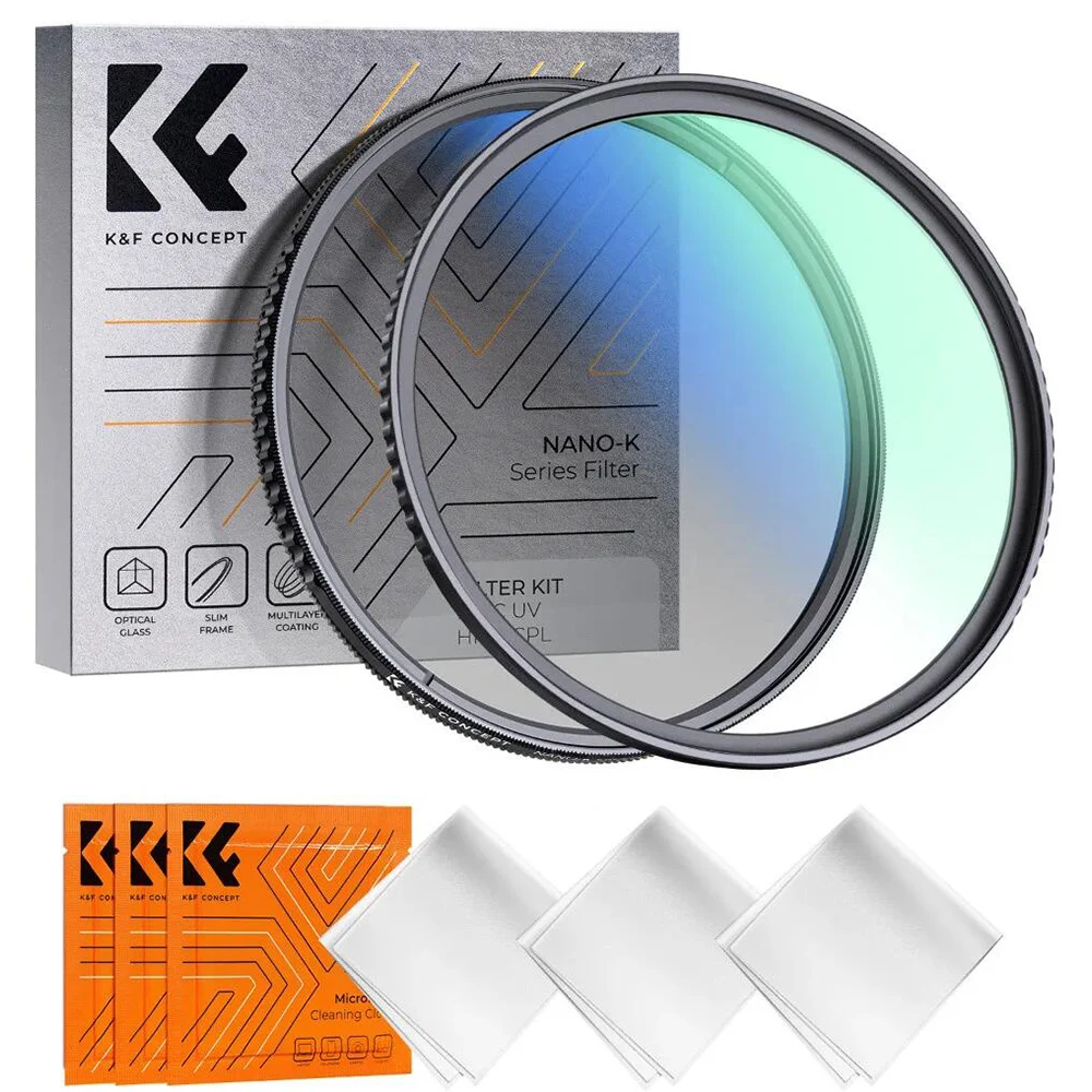 K&F Concept K-Series 67mm UV CPL Lens Filter Kit Circular Polarizer Filter & MC UV Protection Filter Set 49mm 52mm 77mm 82mm