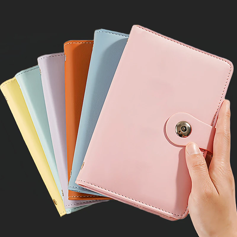 Stylish Portable PU Binder Notebook Metal Corner Card Holder Multi Color Mini Wallet Passport Protective Storage Case