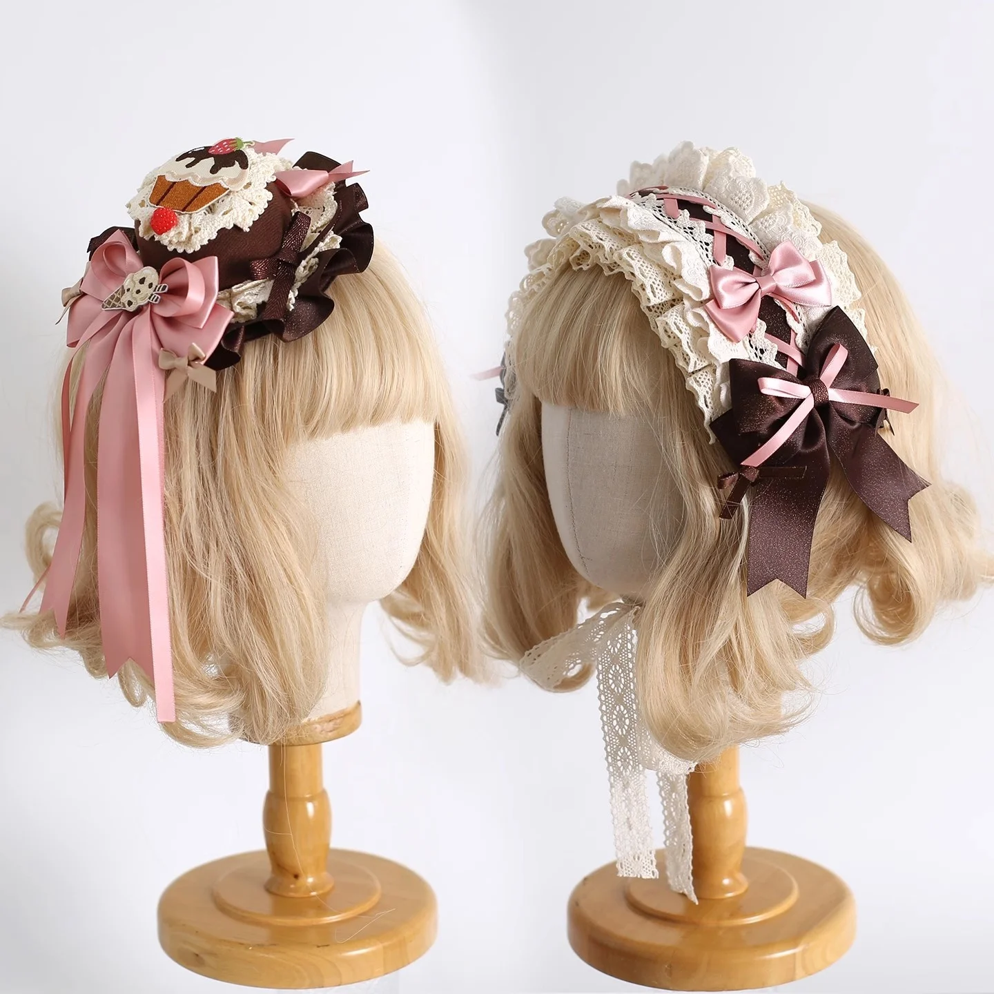 Original Handmade Strawberry Thin Chocolate  Headband lolita Small Cake Hat KC Doll Lace Bow Sweet Headband Girl's Gift