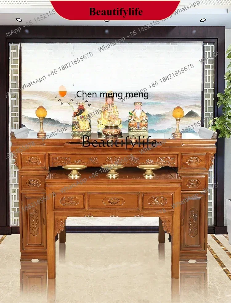 

G153 Camphor Solid Wood Altar Household Altar Middle Hall Buddhist Hall Desk Old-Fashioned Square Table for Eight People