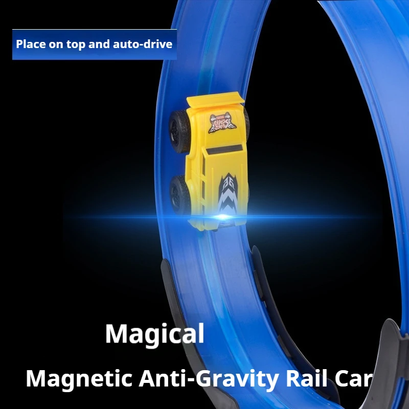 جديد مكافحة الجاذبية السكك الحديدية سيارة السفينة الدوارة انزلاق القوة المغناطيسي تعليق سباق السيارات الشريحة لعبة الصبي مفاجأة مهرجان لعبة #3
