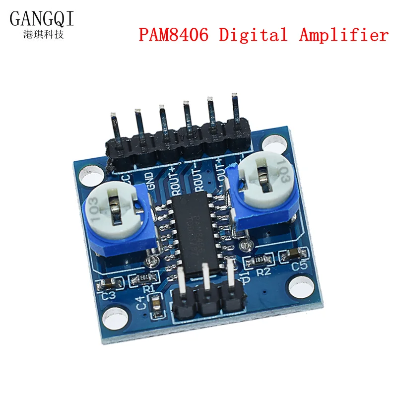 1Pcs PAM8406 Digital Amplifier Board With Volume Potentiometer 5Wx2 Stereo M70